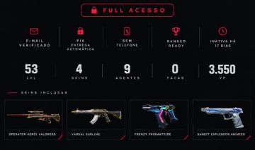 CONTA VALORANT COM AWP E VANDAL
