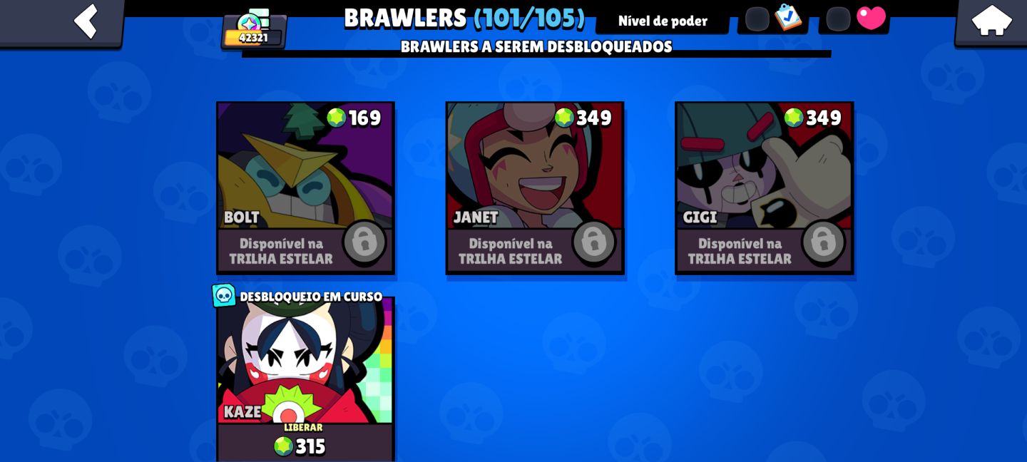 Conta de brawl stars 42k de troféus, desde 2019, várias skins