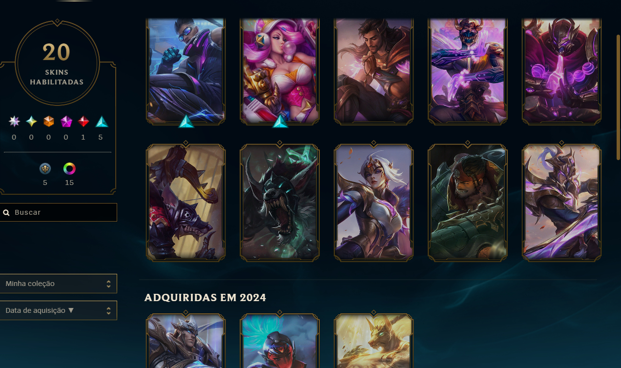 Conta de lol esmeralda 20 skins lvl 55