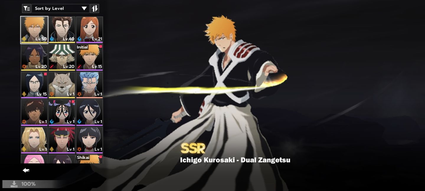 Conta com Ichigo Dual Zangetsu+Arma Assinatura+Aizen (sem arma assinatura)