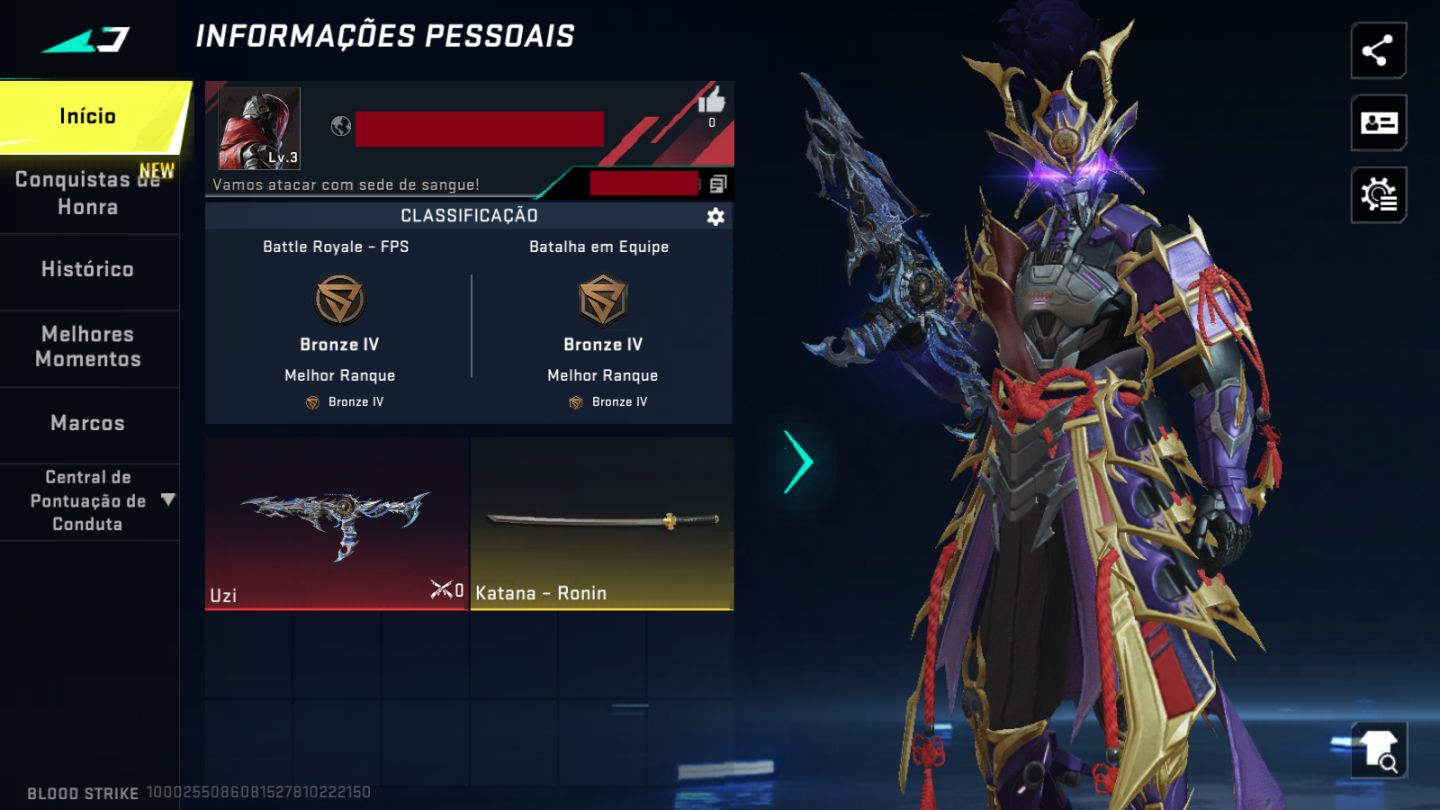 CONTA BLOODSTRIKE | INICIANTE COM ETERNA | UZI ETERNA | ZERO ETERNO | KATANA