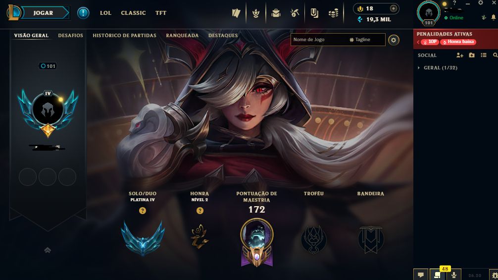 Conta Platina 4 Soloq League of Legends