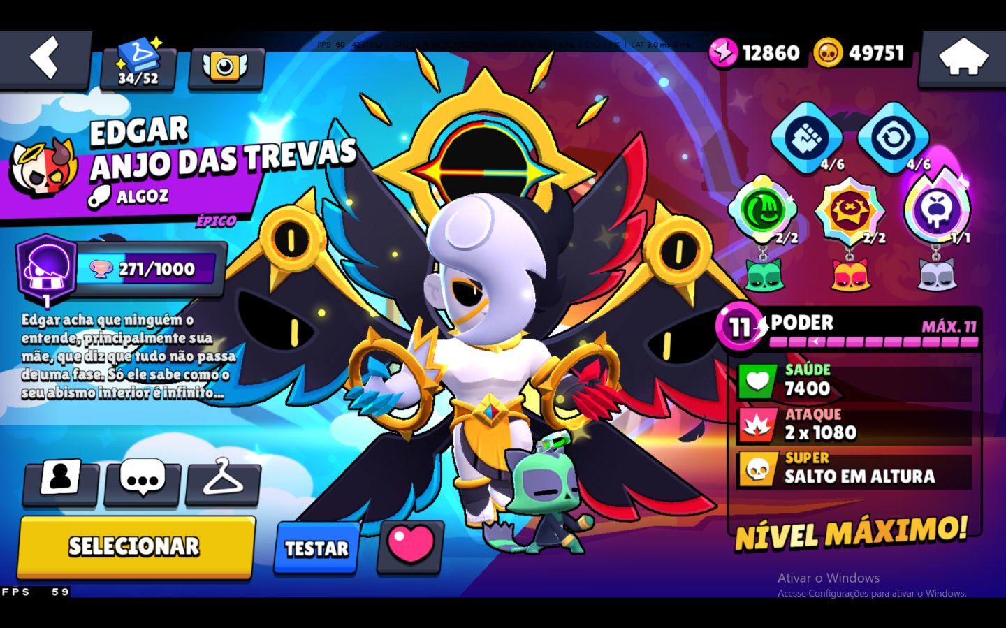 CONTA BRAWL STARS 77K TROFÉUS | 107 BRAWLERS | 462 SKINS | 71 NÍVEL 11 | PROPASS