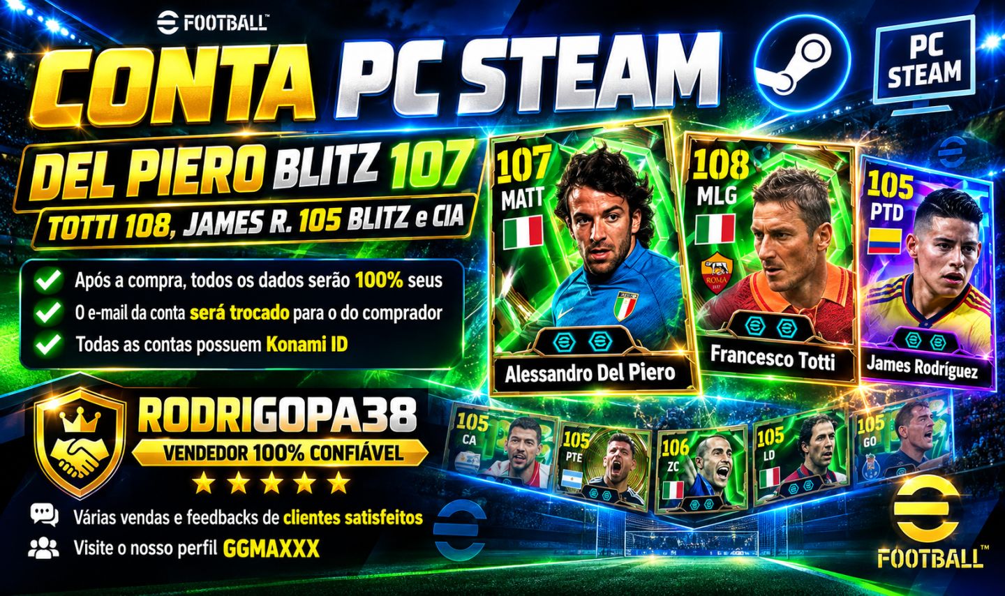 Conta PC Steam Del Piero Blitz 107, Totti 108, James R. 105 Blitz e CIA