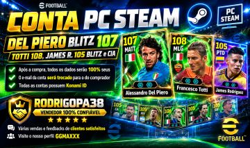 Conta PC Steam Del Piero Blitz 107, Totti 108, James R. 105 Blitz e CIA