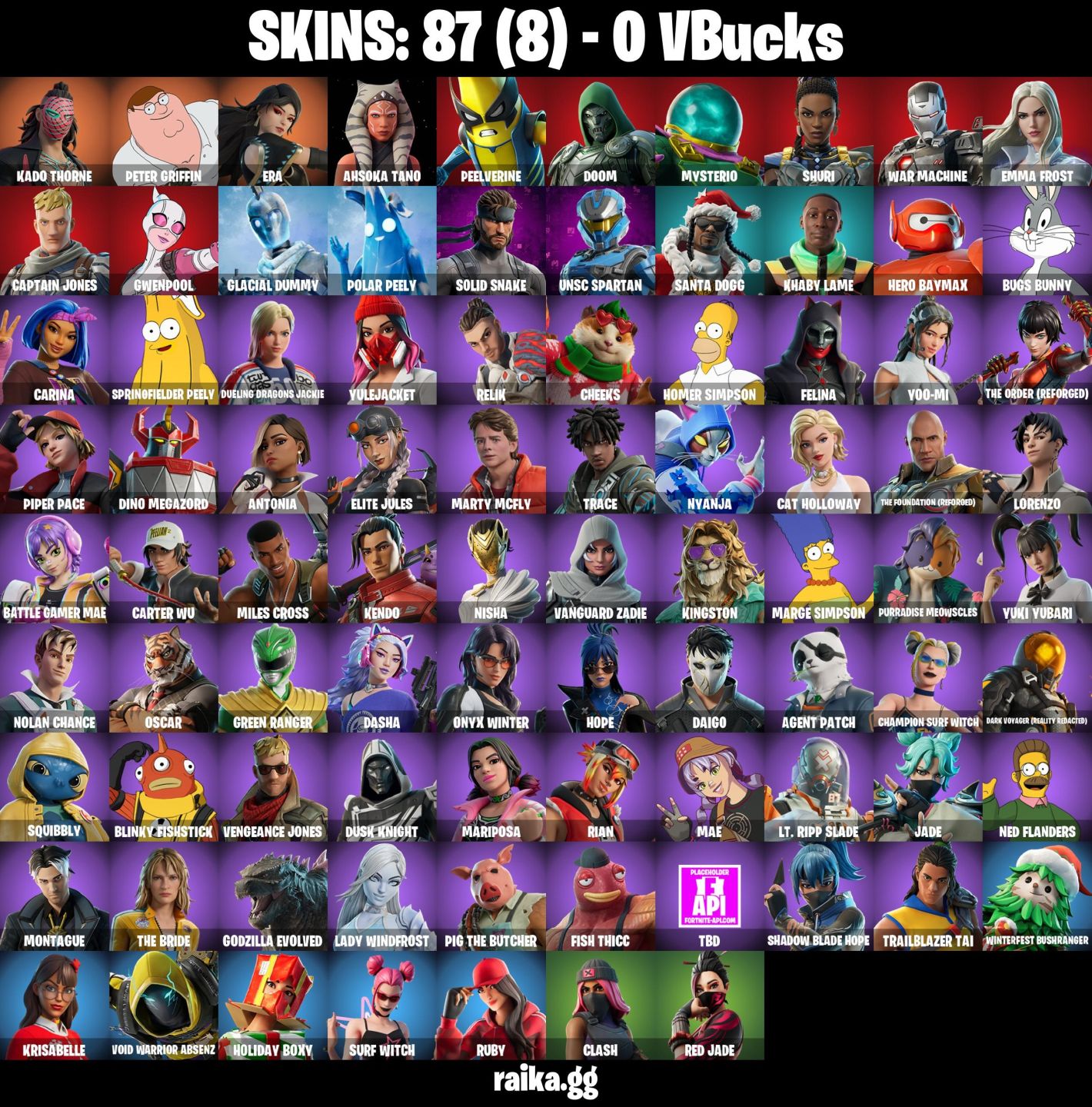 87 Skins - peter griffin, doom, war machine, emma frost,