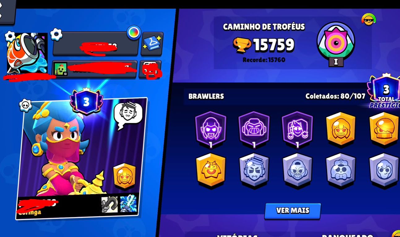 CONTA DE BRAWL STARS 15.7K DE TROFEUS |80 BRAWLERS | 4 SKIN DE HIPER