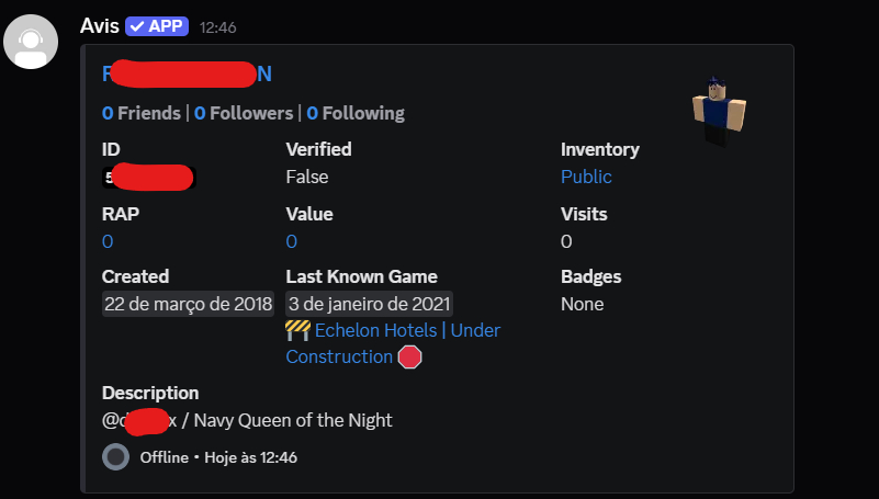 CONTA ROBLOX ANTIGA 2018 COM TOYCODE NAVY QUEEN OF THE NIGHT [UNVERIFIED]