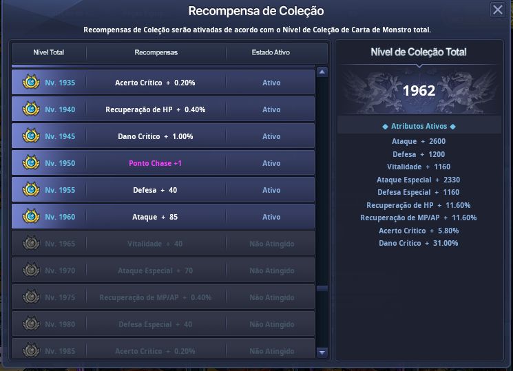 CONTA GRAND CHASE VEIGAS 2KK - ZERO 1KK700 - EREB 1KK300 - DIO 1KK - LUPUS 1KK..