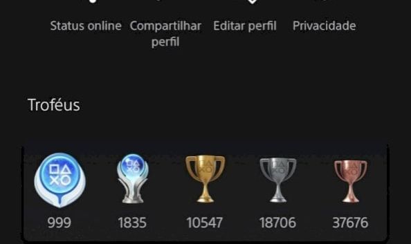 Contas PlayStation LEVEL 999 +1500 Platinas