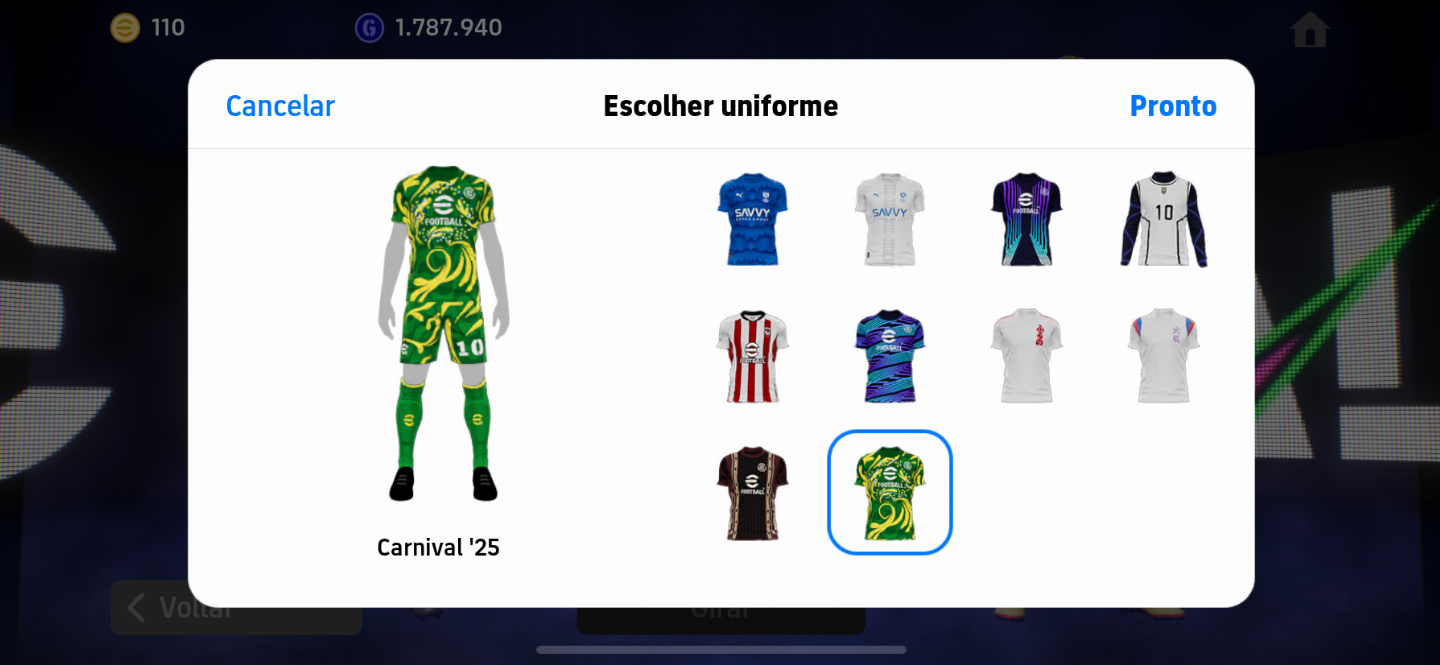 Conta Efootboll com Som chute bugado full cartas