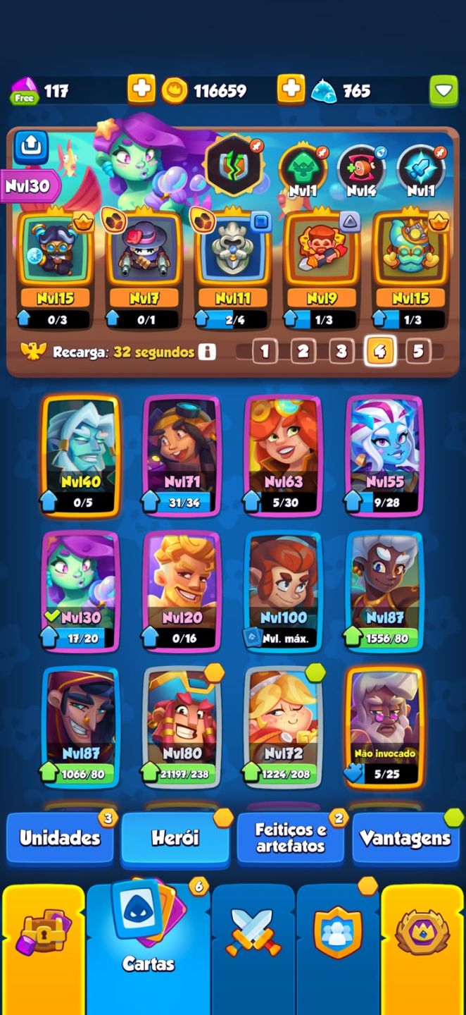 Conta com 1957% critico varias cartas top e herois up