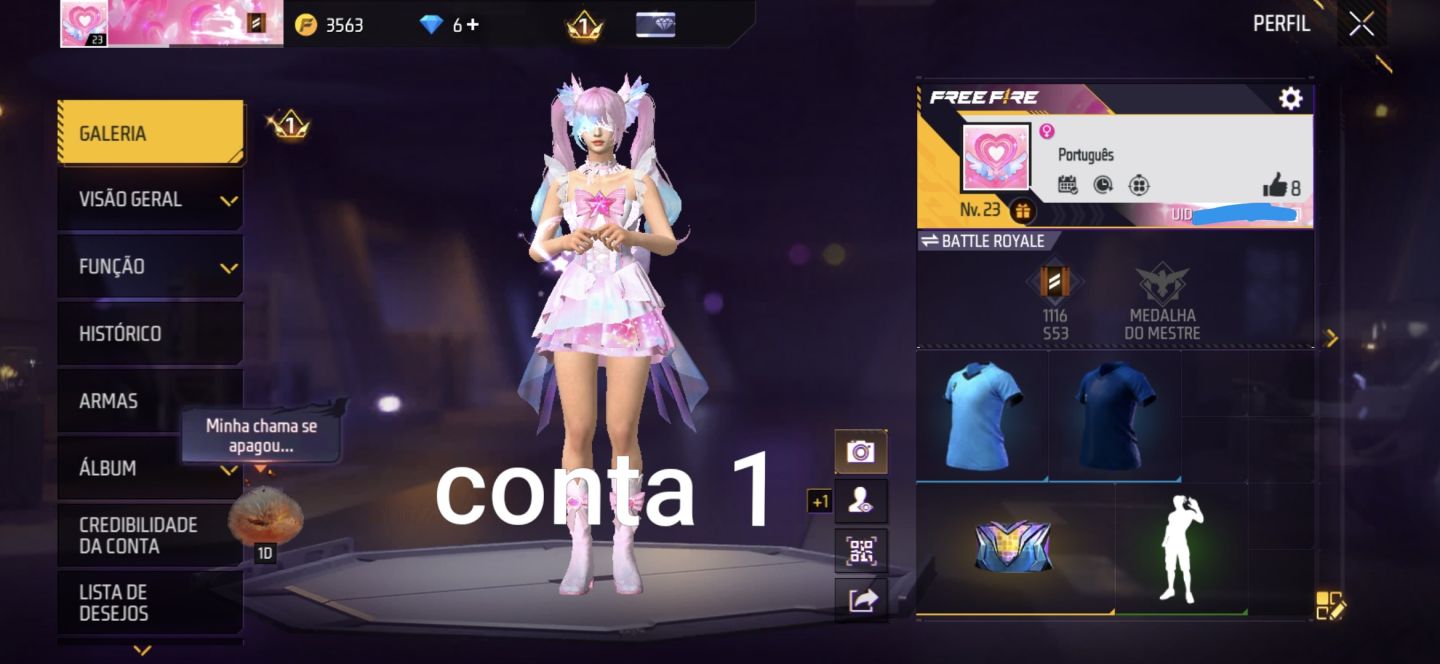 Conta de free fire com skin fadinha