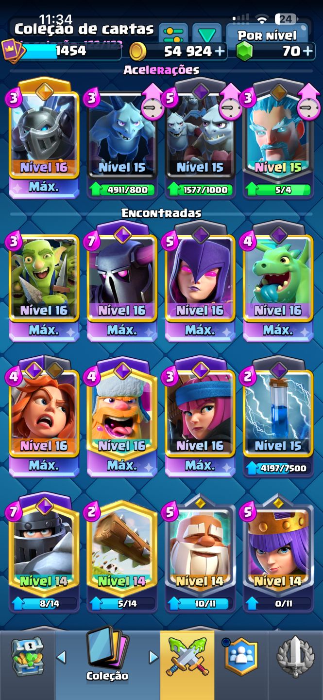 Conta clash royale arena 29 nivel 15