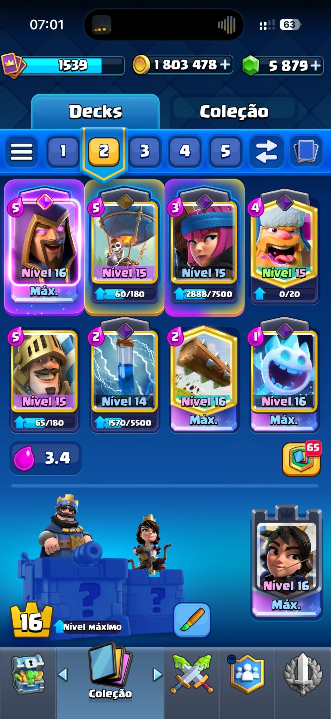 Conta Clash Royale UPADA 13.5k+ 4 decks full, aceito propostas