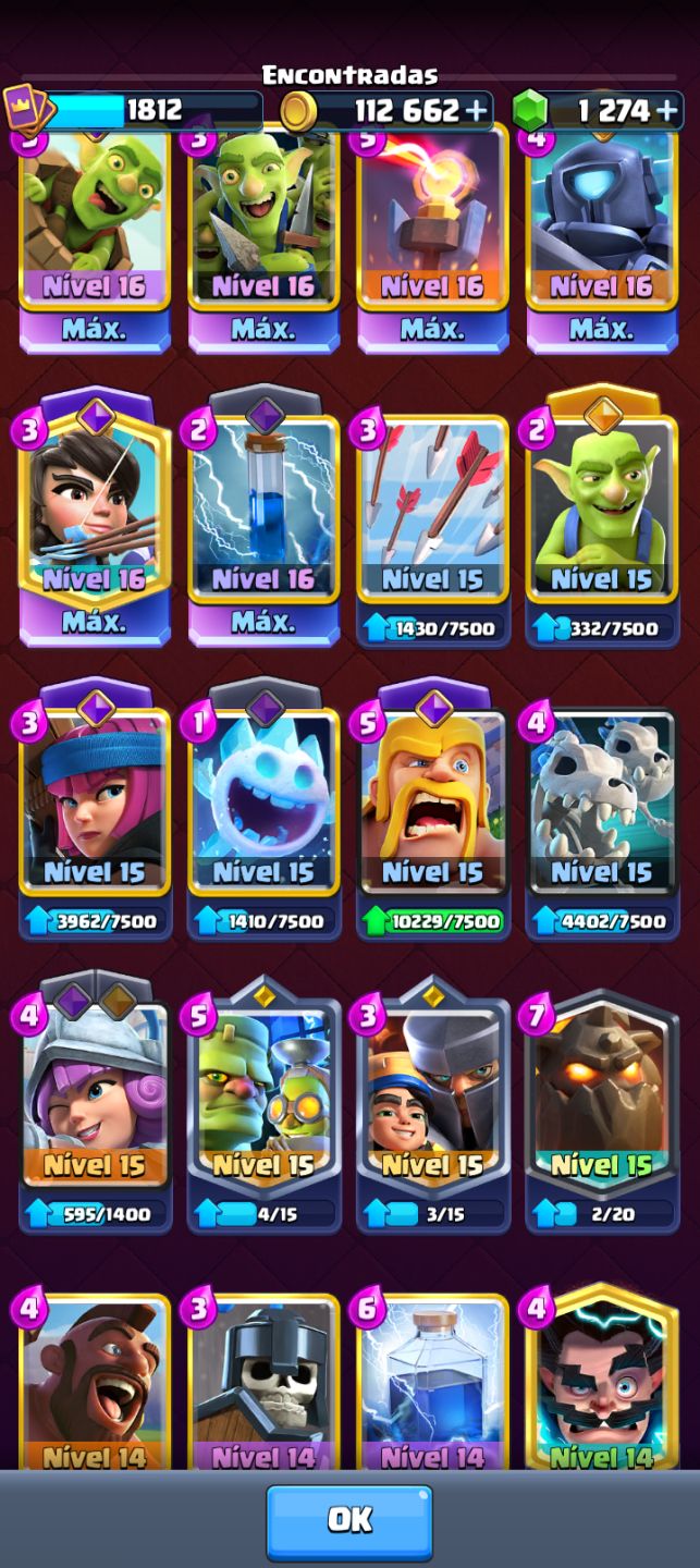 Tô agoniado ] CONTA CLASH ROYALE PREMIUM | 14x LVL 16 | 122/122 |
