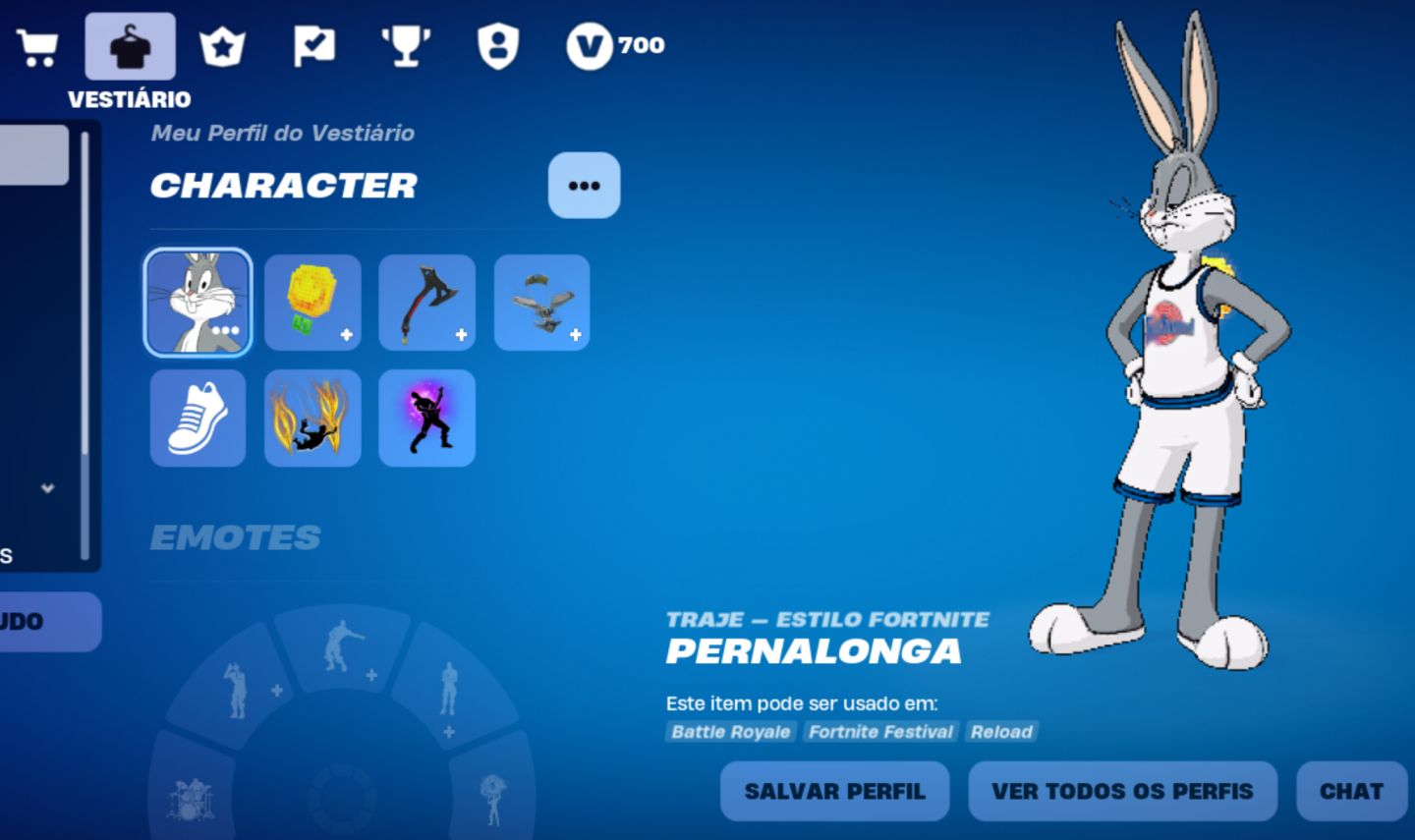 Conta do Fortnite com 41 skins, Nível 173.
