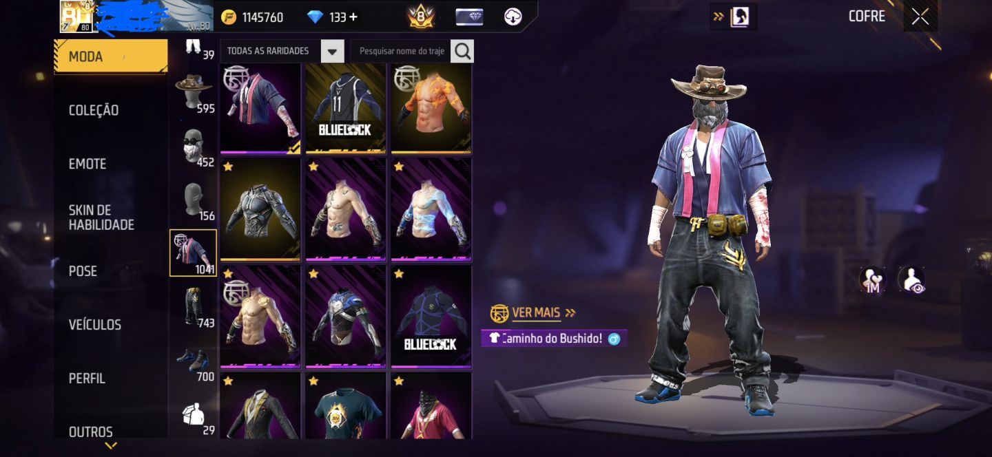 Conta de Free Fire Level 80