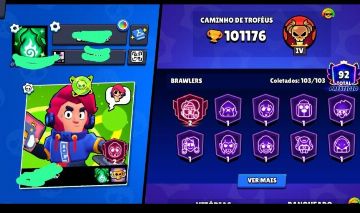 Conta Brawl 100k colt desafiante e shelly bruxa