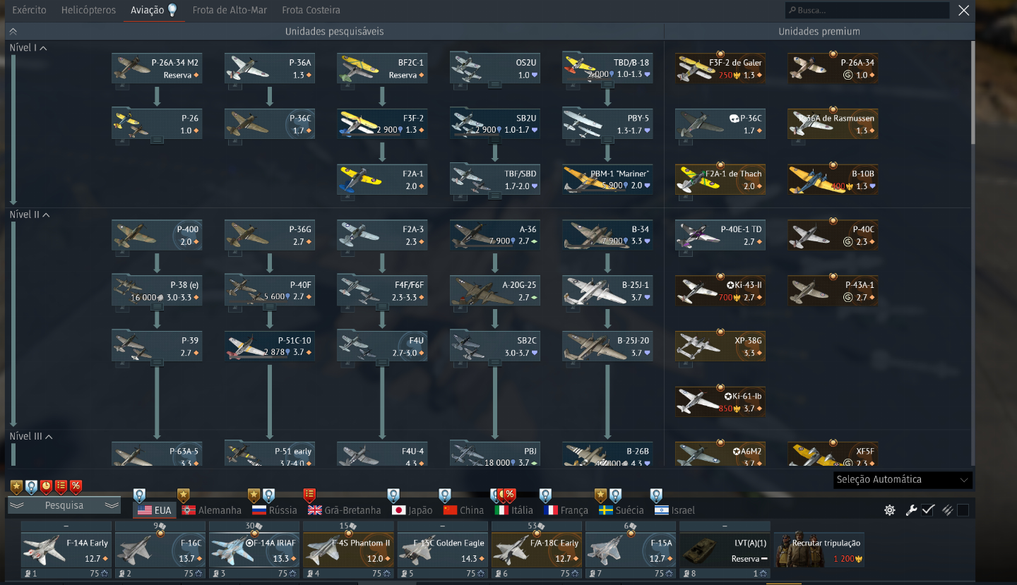 CONTA WAR THUNDER 2013 - 45 VEICULOS PREMIUM - MAIORIA DOS TOP TIER!