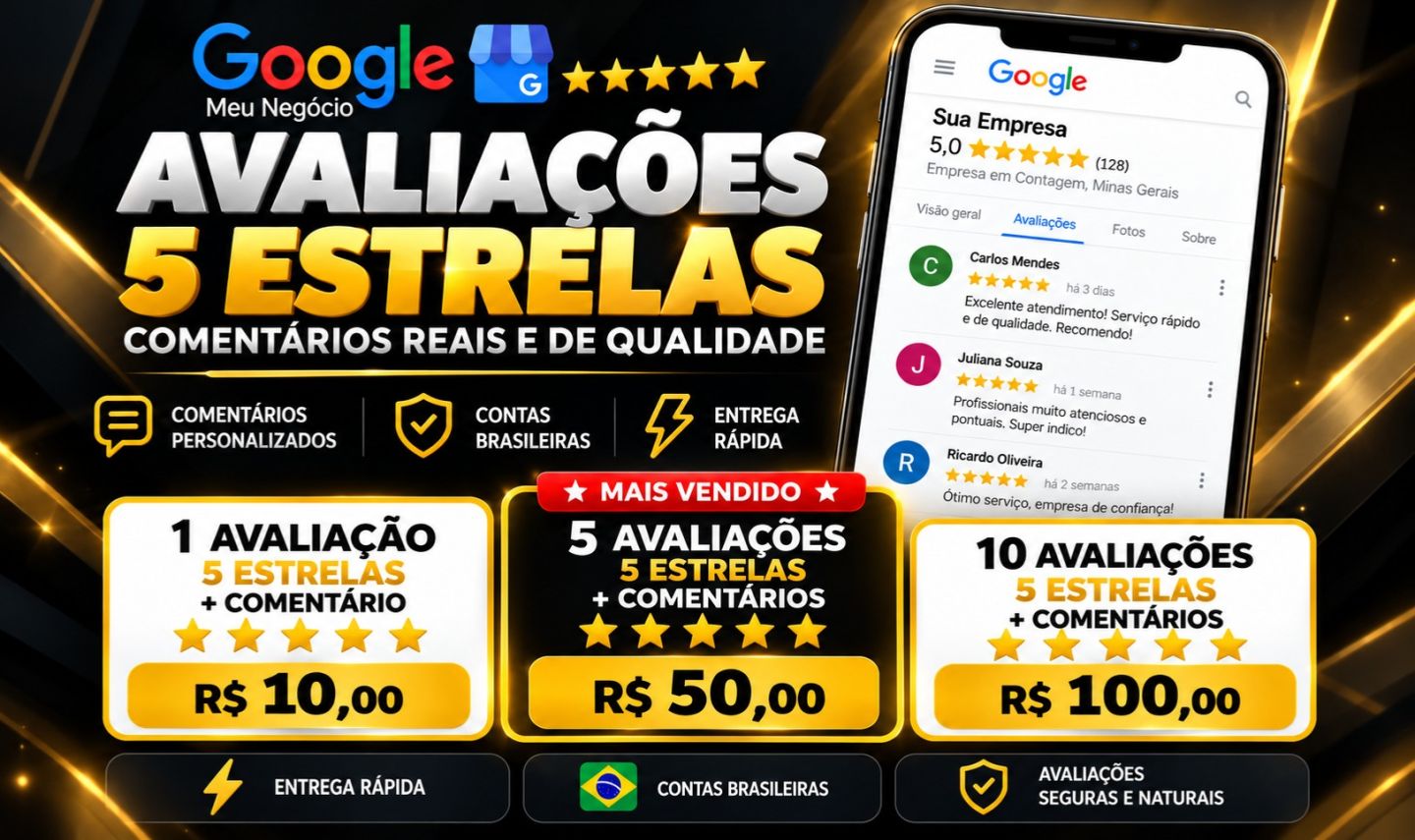 Avaliações Google Meu Negócio 5 Estrelas