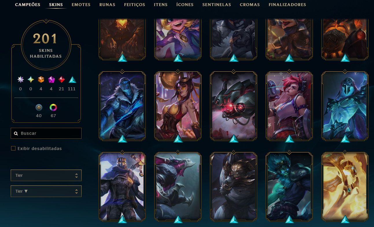 Conta LOL esmeralda full champs