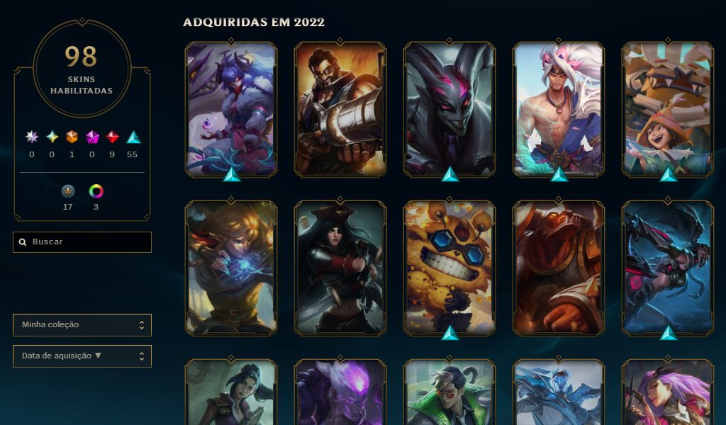 CONTA DE LOL COM MAIS DE 500 REIAS GASTOS 100, 98 SKINS! PROMOÇÃOOO!!!!