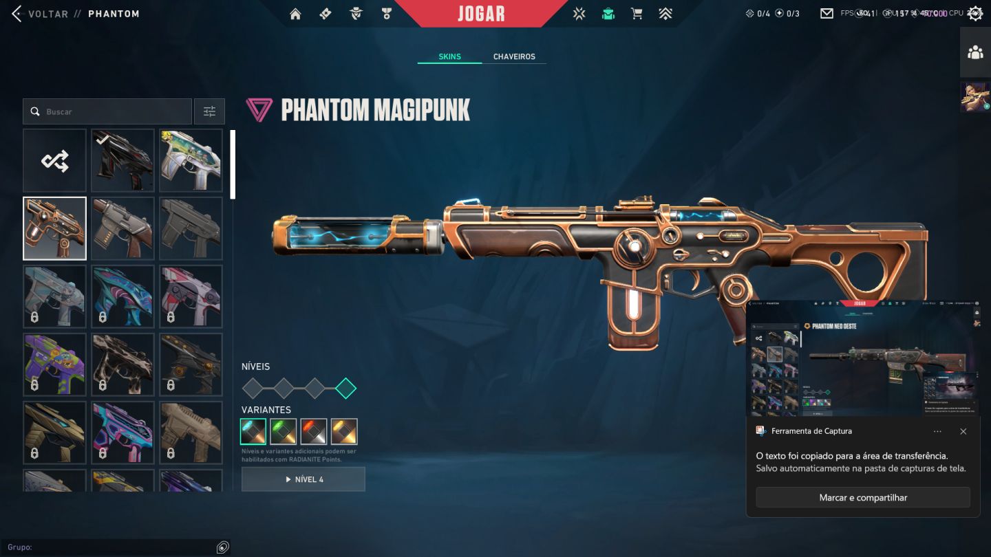 CONTA VALORANT LVL 232 | PLATINA | RGX + GAIA + GLITCHPOP + FACAS | FULL ACESSO