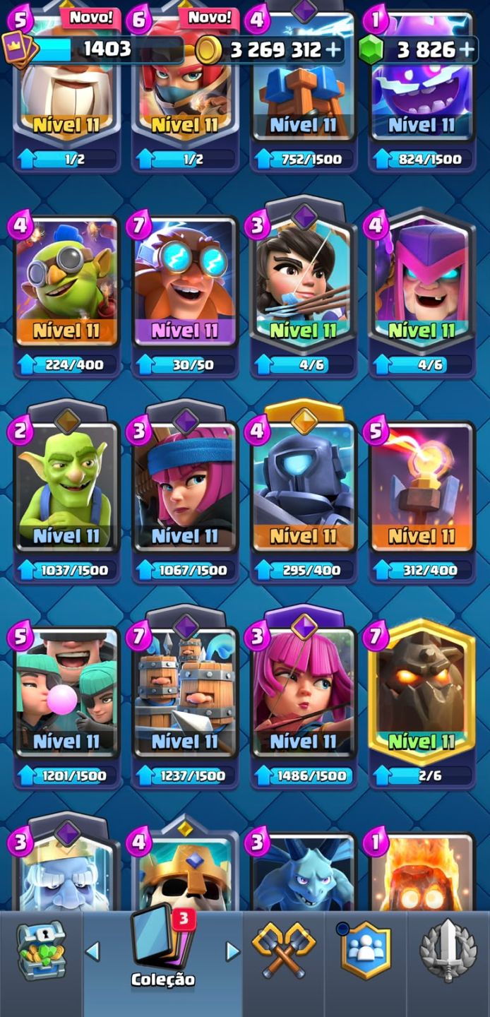 CONTA CLASH ROYALE COM 8 ANOS DE JOGO 9K DE TROFÉUS E 3 MILHÕES DE OURO +BRINDES