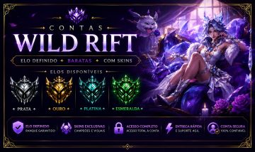 CONTAS WILD RIFT | ELOS + SKINS + BAÚS | PRATA AO ESMERALDA - FULL ACESSO