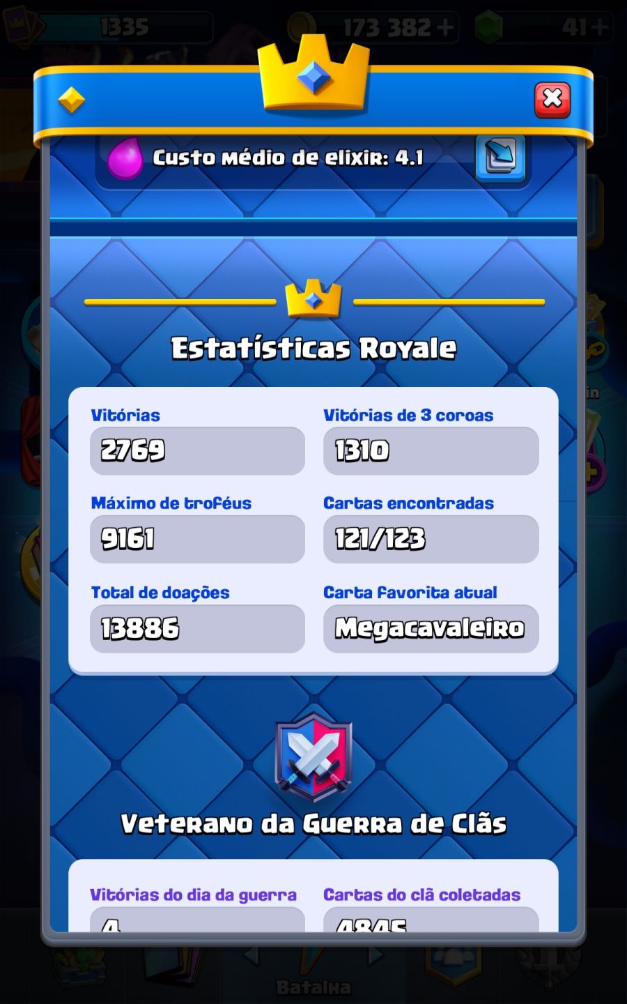 CONTA CLASH ROYALE TOP 9.161 TROFÉUS 173K OURO 121/123 CARTAS