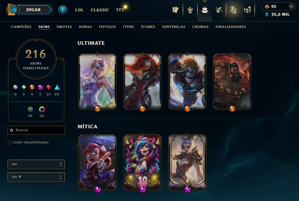 Conta Main Riot 2016 | LOL: 216 Skins | Valorant com Faca Sublime + Vandals