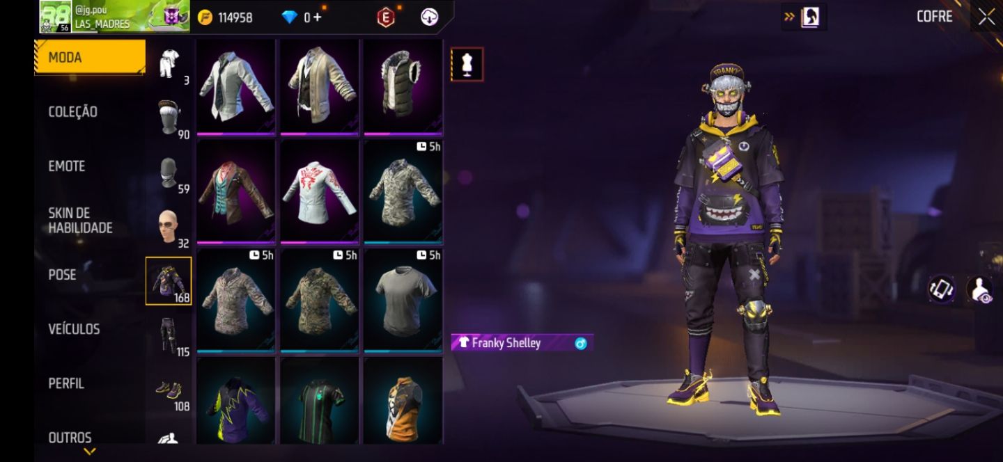 Conta de free fire diamante com várias skins
