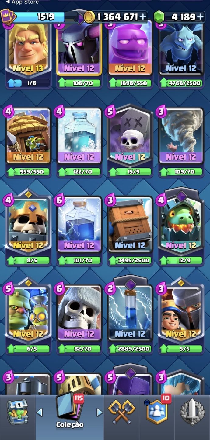 CONTA CLASH ROYALE OG 9 ANOS - 10k TROFÉUS + 1.3M OURO + 4.1k GEMAS, MUITAS EVO