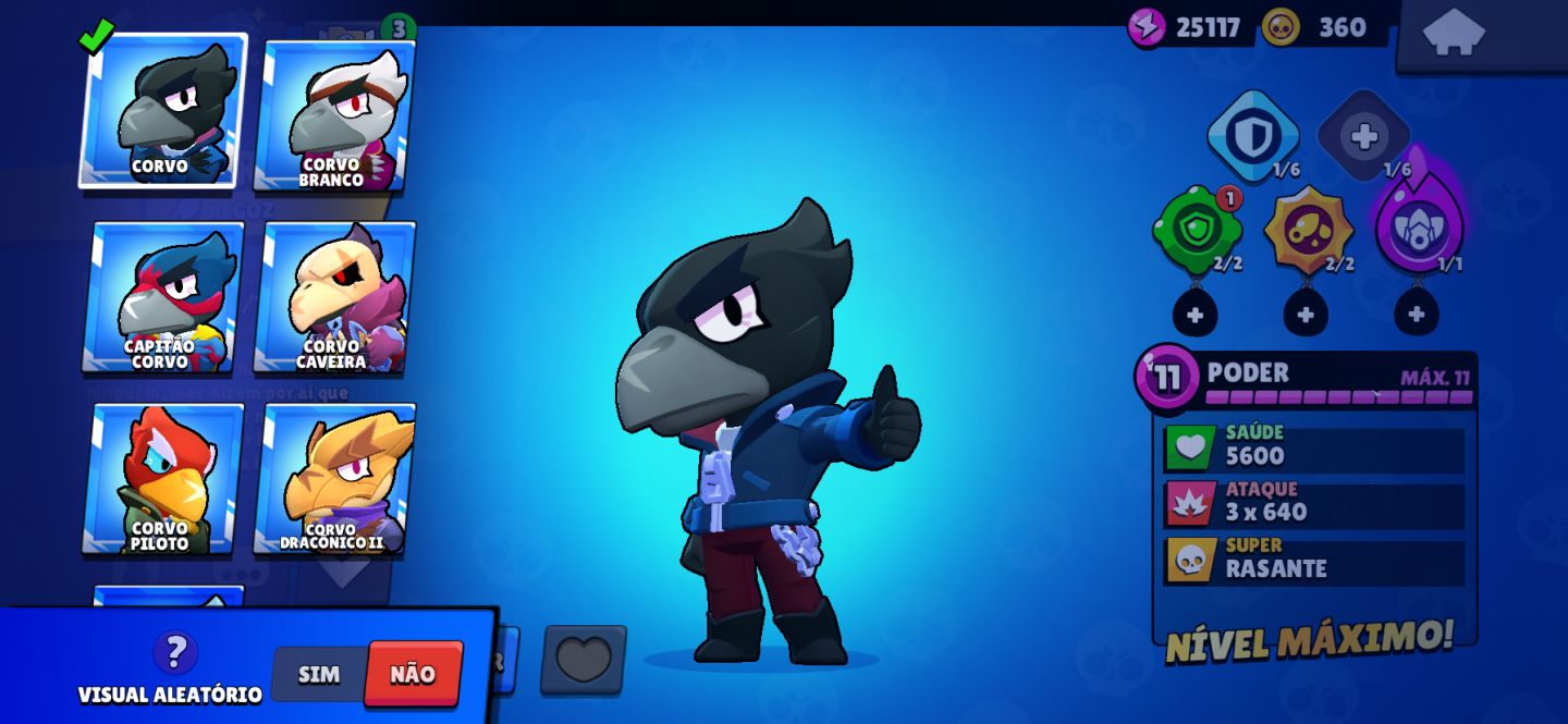 Conta de Brawl Stars com muitas skins
