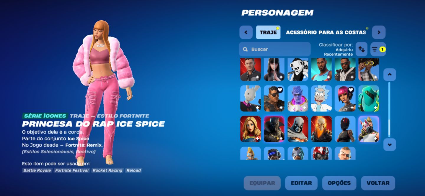 Conta fortnite skins og ice spice e muito mais