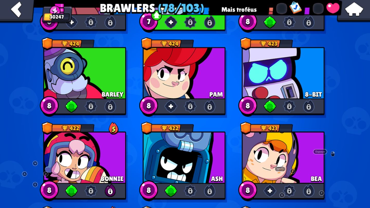 Conta Brawl Stars 30K Troféus | 78 Brawlers | 106 Skins