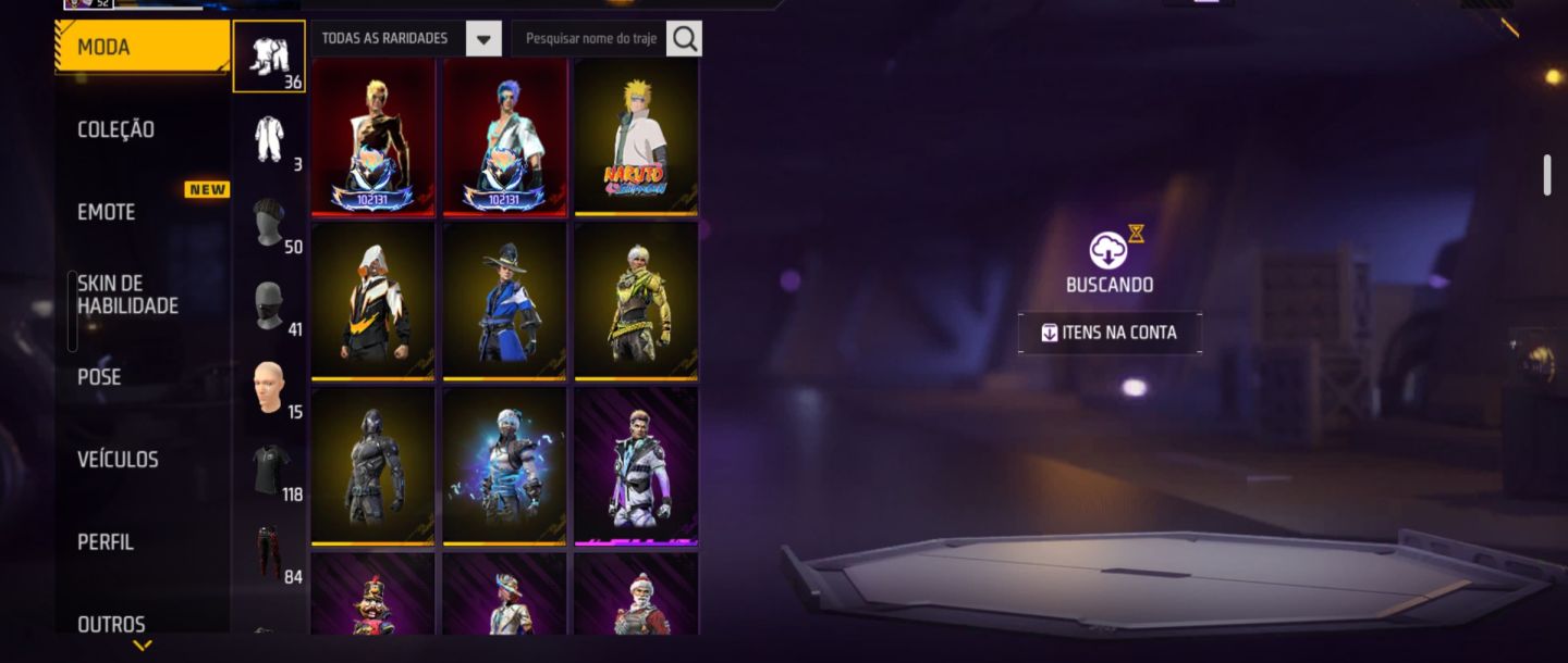 CONTA FREE FIRE COMPLETA À VENDA MUITOS ITENS RAROS