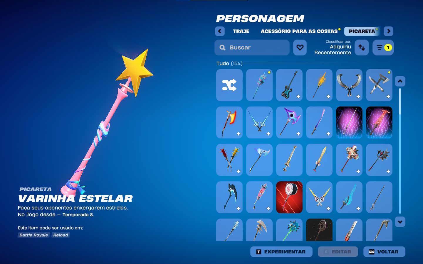 CONTA FORTNITE OG (CAPÍTULO 1) +160 SKINS | VARINHA ESTELAR | ACESSO COMPLETO