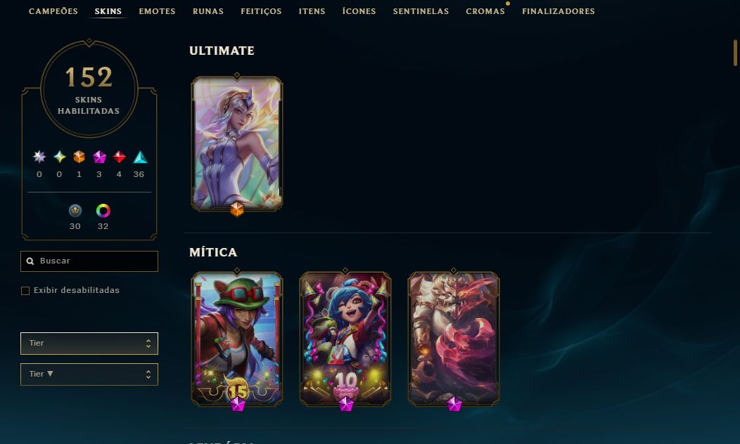 CONTA LOL | 152 SKINS | SEASON 2019