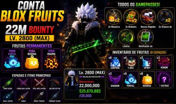 Blox Fruits | LV MAX | 22M Bounty | Todos Gamepasses | 3 Perms | Dark Blade