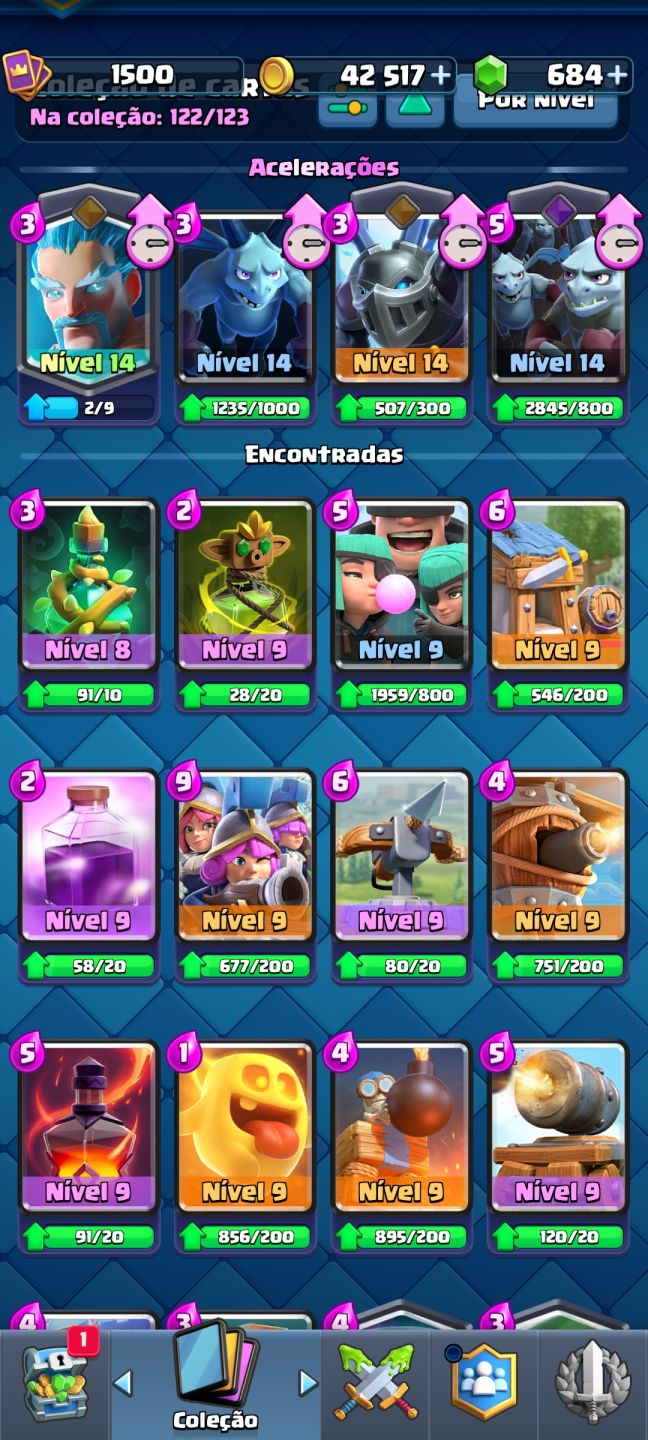 Conta de clash royale top 9533 Troféus 123/124 cards