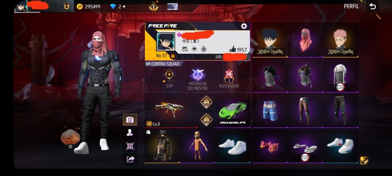 Conta de free fire com entrada do sukuna
