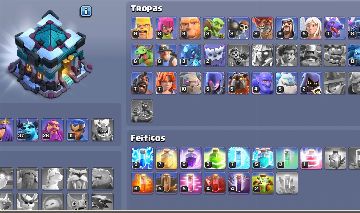 Conta Clash of Clans CV 13 FULL, 2K DE GEMAS E MUITA SKIN