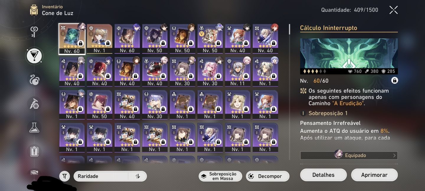 CONTA HSR barata|| Acheron, Sparsie, Robin, Silver Wolf9 | Muita Jade para Farm+