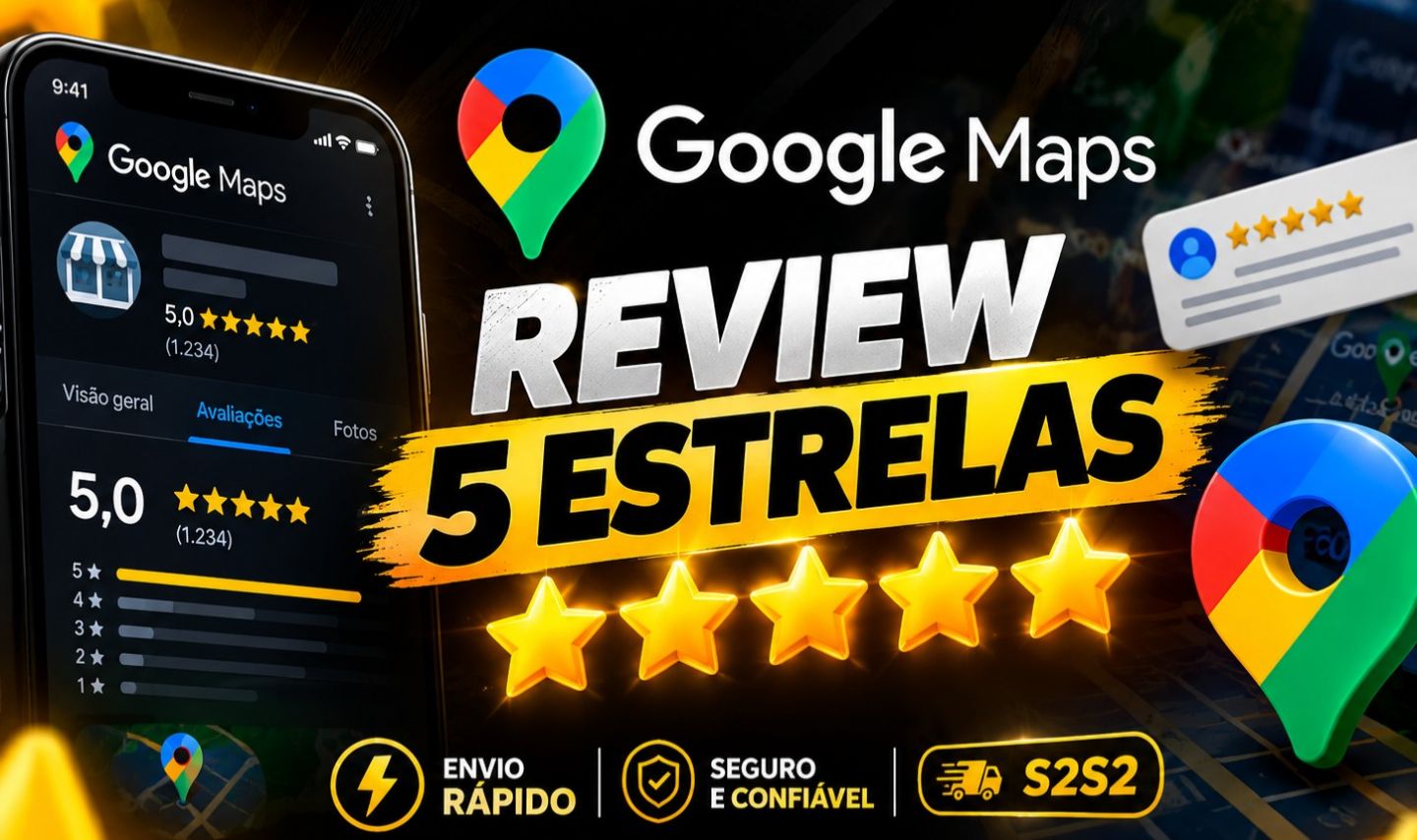 GOOGLE MAPS REVIEW 5 ESTRELAS[ENVIO RAPIDO]