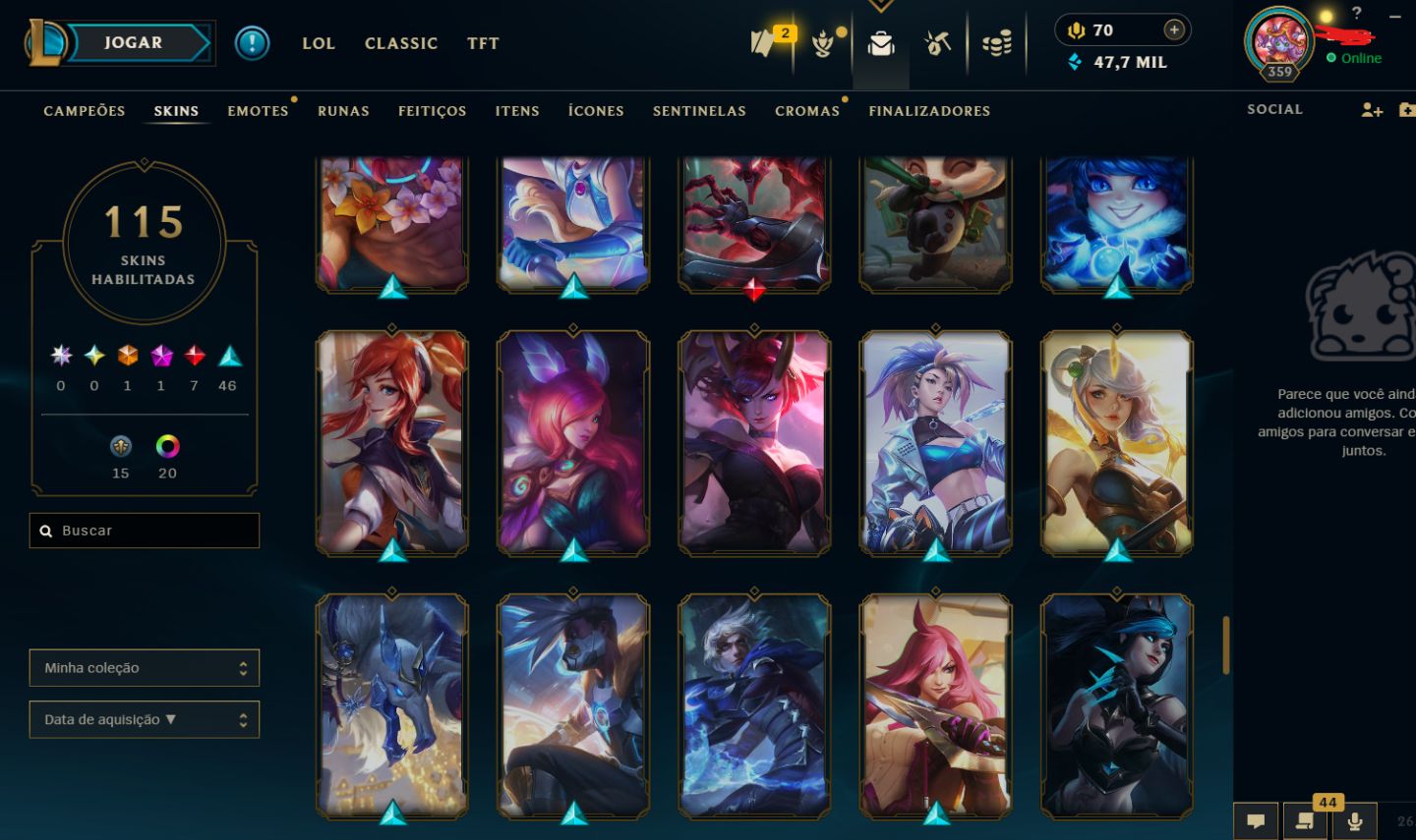 CONTA RIOT PREMIUM: LOL DIAMANTE 4 + CONTA VALORANT BONUS(gratis (2 skins clean)