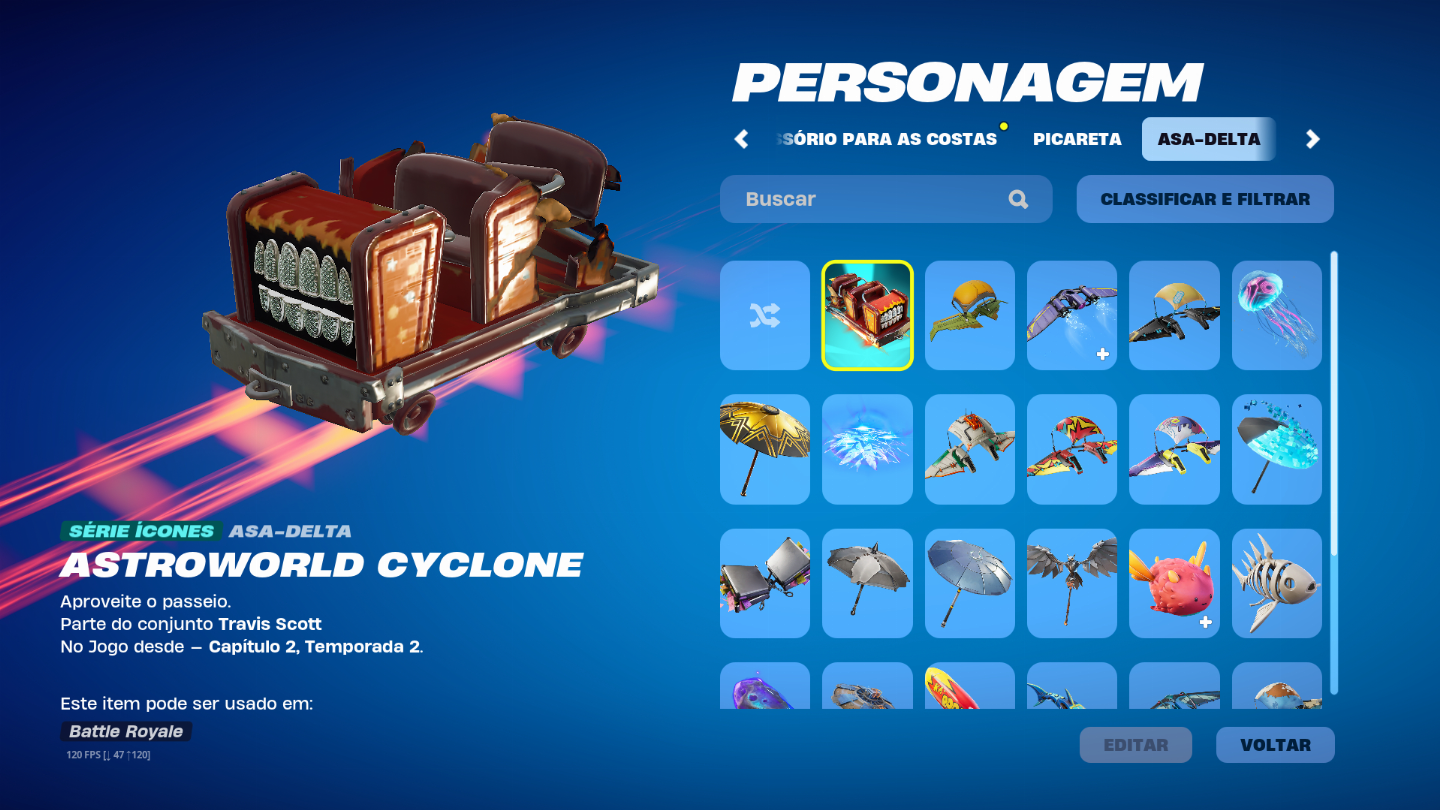 CONTA FORNITE COM TRAVIS SCOTT+BUNDLE BORDELANDS+INVERSA NEO (VALOR NEGOCIAVEL)
