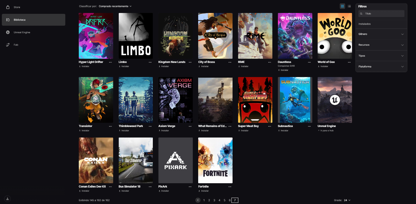 Conta Fortnite + Conta Epic com alguns jogos.