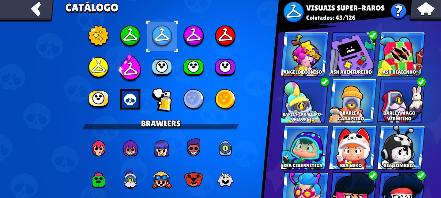 Conta de Brawl Stars com várias coisas